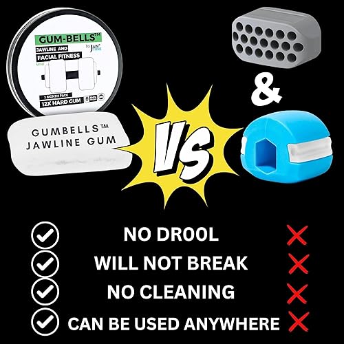 Miniatura 6 de Goma de mascar GUMBELLS 12XHard JAWLINE & FACIAL FITNESS xilitol (paquete de 1 mes) Mejora, define y fortalece tu mandíbula y boca facial estilo