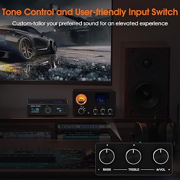 Douk Audio Vacuum Tube Preamp: Headphone Amp with VU Meter, 4-Way RCA Selector Switch Box, Preamplifier with Tone Control for Receivers, Amplifiers, Speakers, 16-600 Headphones (TUBE-T5C)