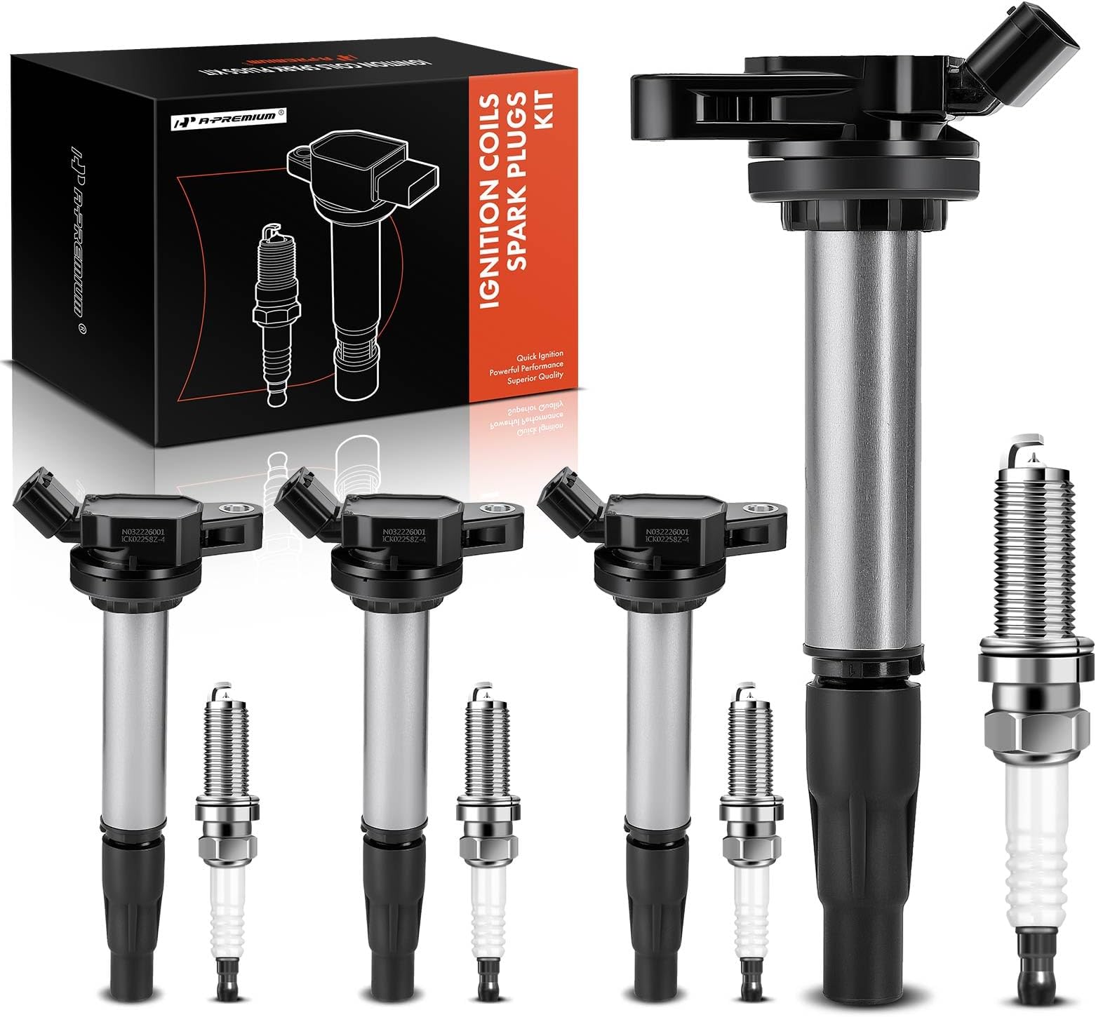 Set of 4 Ignition Coil Pack and Iridium Spark Plugs Compatible with Toyota Corolla 2009-2018 Matrix Prius C-HR & Lexus CT200h 2011-2017 & Scion iM xD