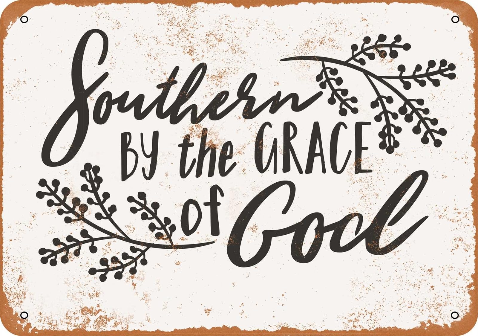 Miaomansenstore Metal Sign - Southern By The Grace Of God - Vintage Look Home Decor