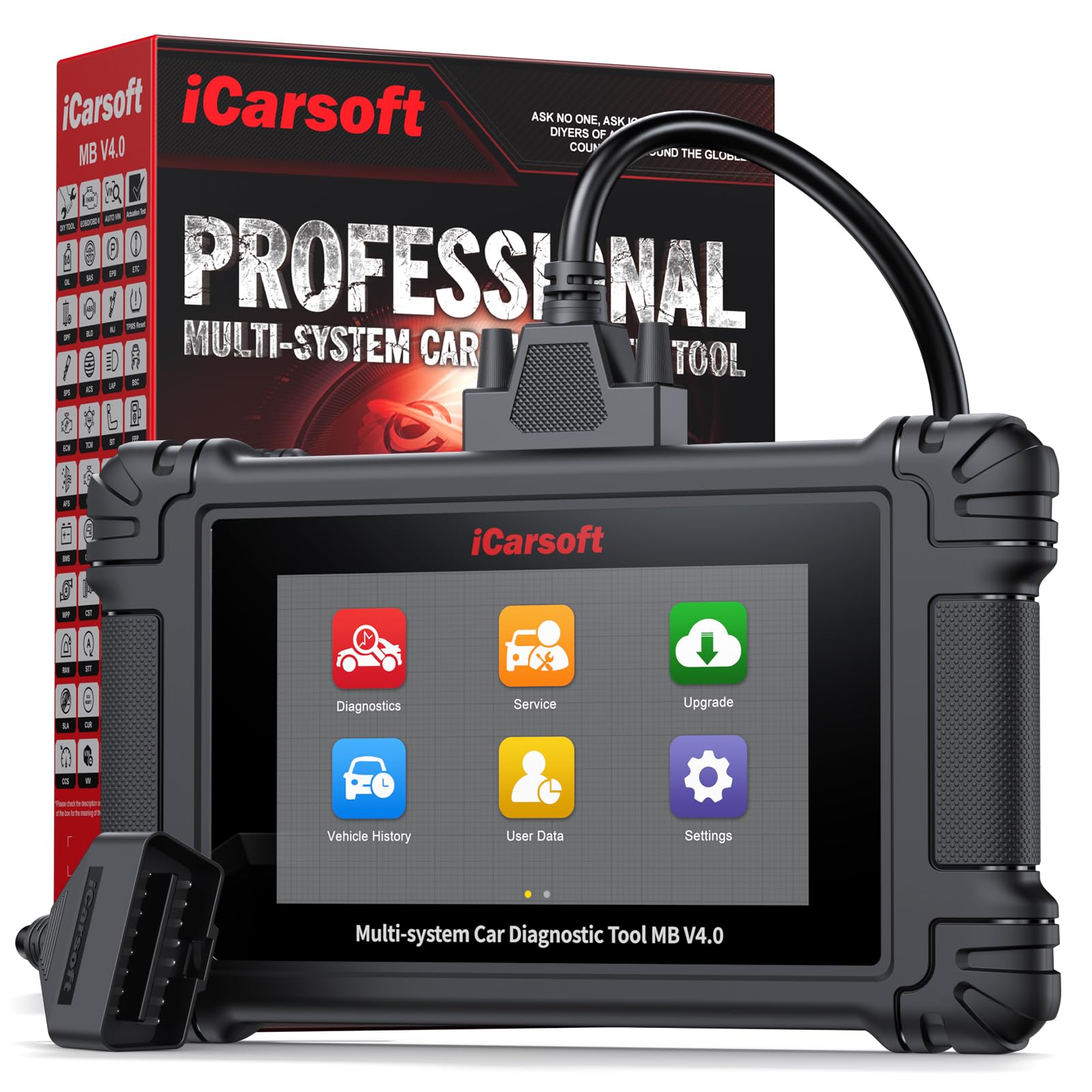 iCarsoft MB V4.0 Strumento di Diagnostica Bidirezionale para Benz/Sprinter//Smart/Maybach+ 2 marchi Auto Aggiuntivi, Scanner OBD2 con 38 Servizi, Test Bidirezionale -Aggiornamenti Gratuiti