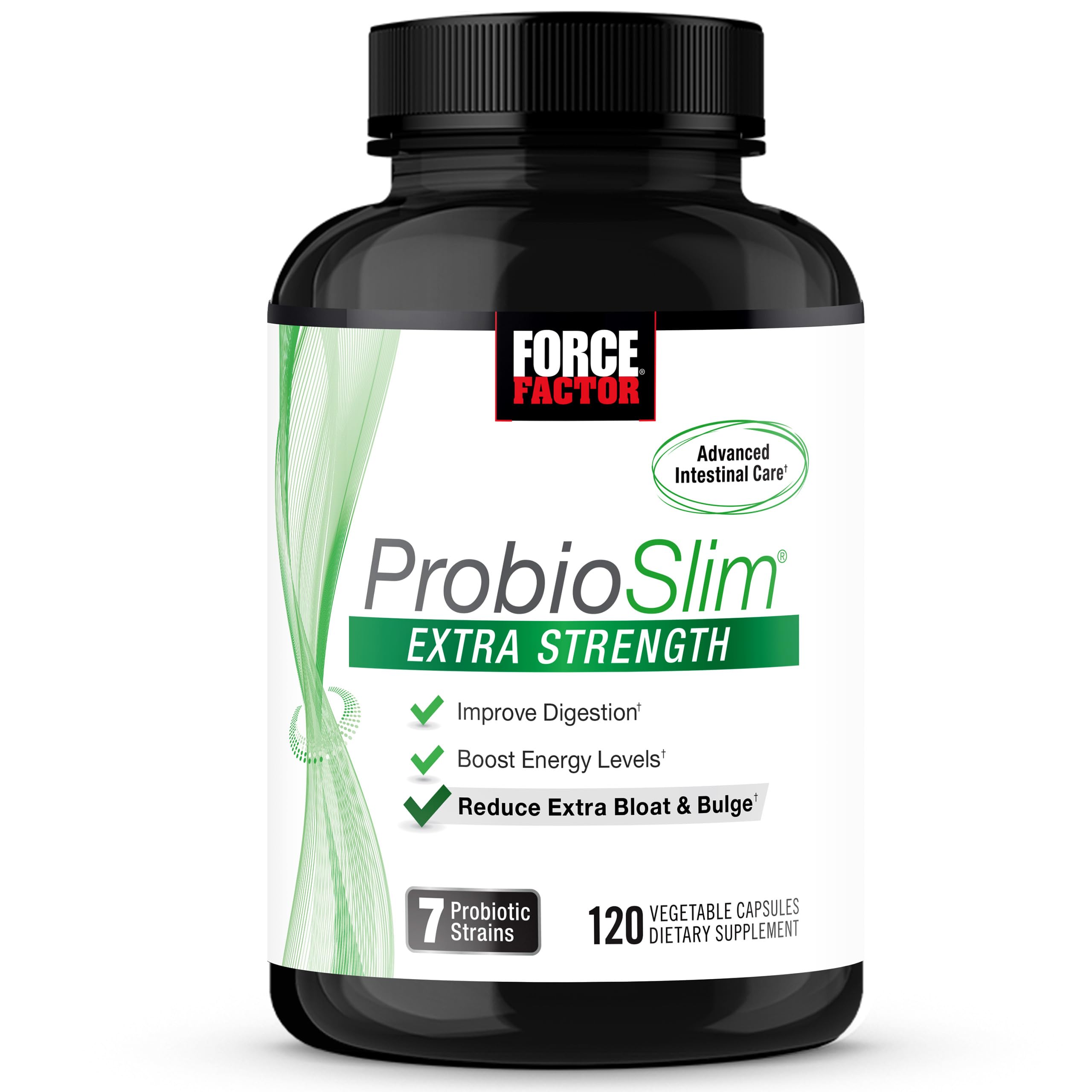 Force FactorProbioSlim Extra Strength Probiotic Supplement for Women and Men with 30 Billion CFUs for Weight Loss, Digestive Health Support, Bloating and Gas Relief, 120 Capsules