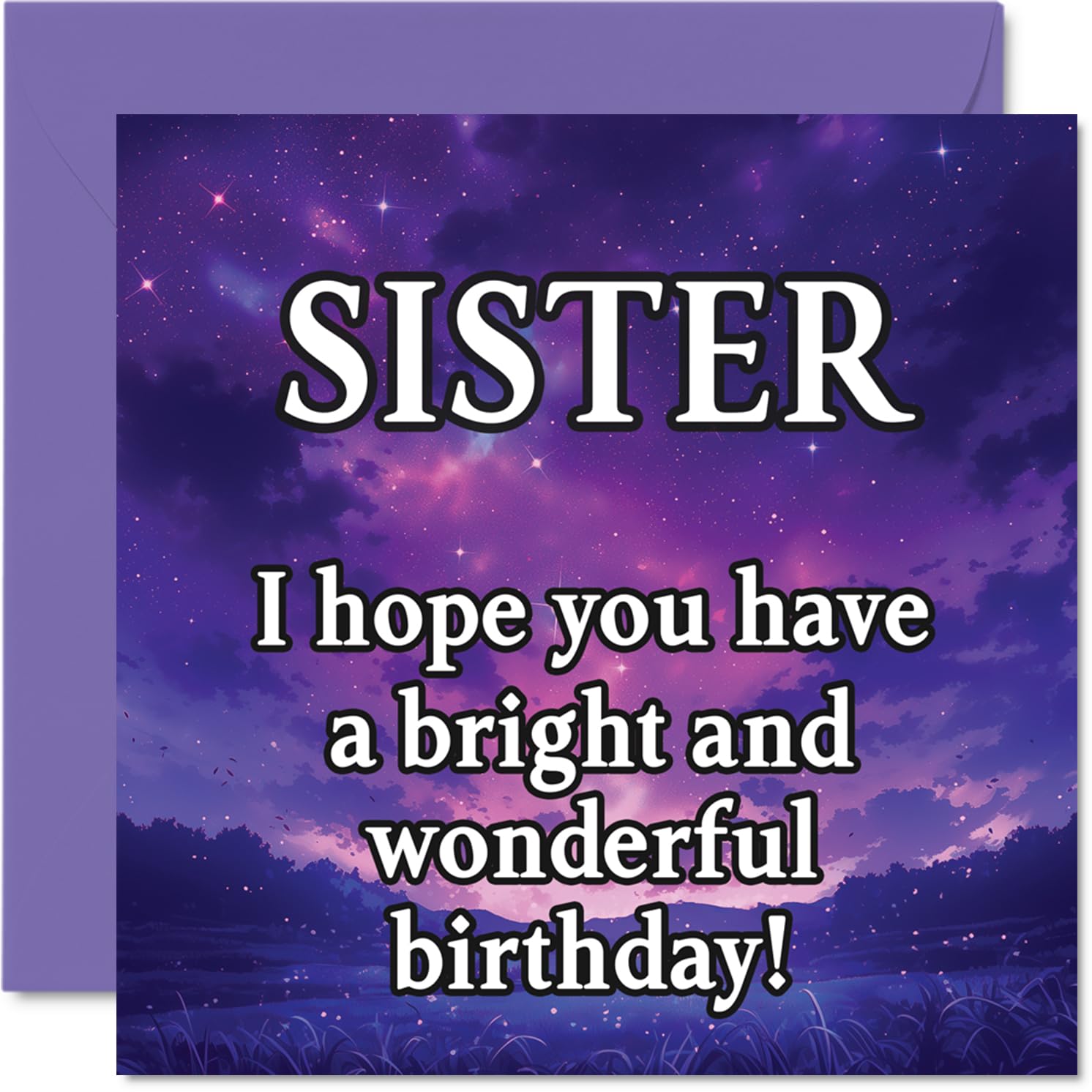 Sister Birthday Card - Magical Night Sky - Happy Birthday Card for Sister from Brother Sibling, 145mm Bright and Wonderful Sentiment Bday Greeting Cards