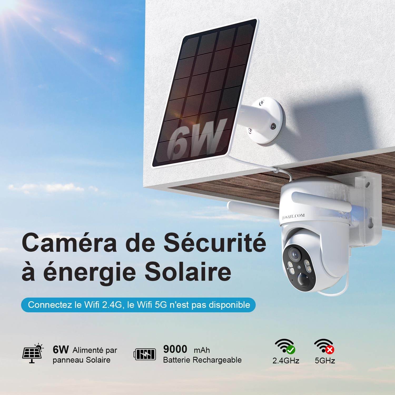 Caméra de Surveillance Extérieur Sans fil, Camera Surveillance WIFI Exterieure sans fil, Camera Exterieur Sans fil 2K, Alarme de Détection de Mouvement, Vision Nocturne en Couleur