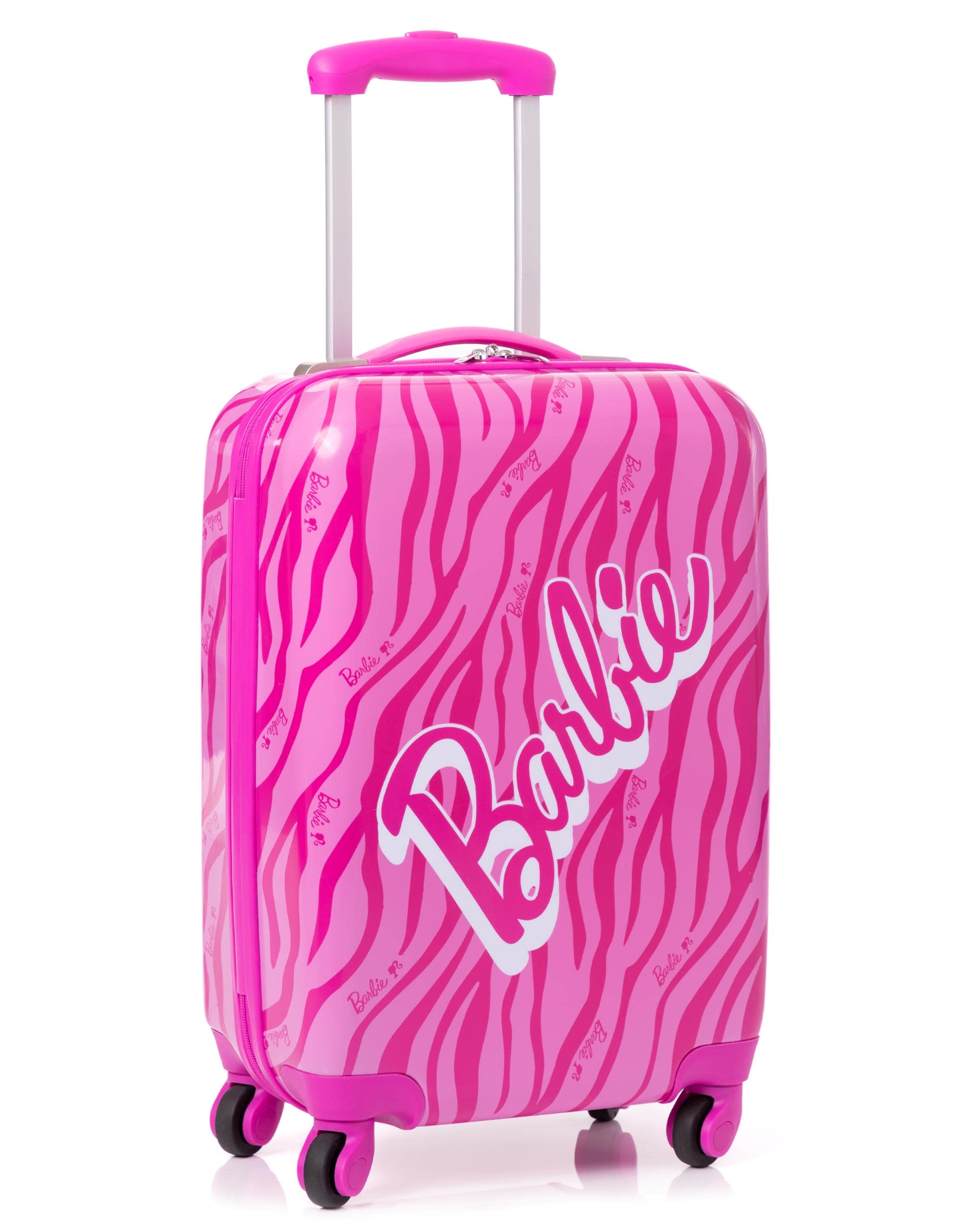 Barbie Valigia per adulti e bambini | Cabina Piccola, Media O Grande Opzioni Borsa Bagaglio | Ragazze Rosa Bambola Logo Copertina Rigida Da Donna Carry On Trolley Da Viaggio
