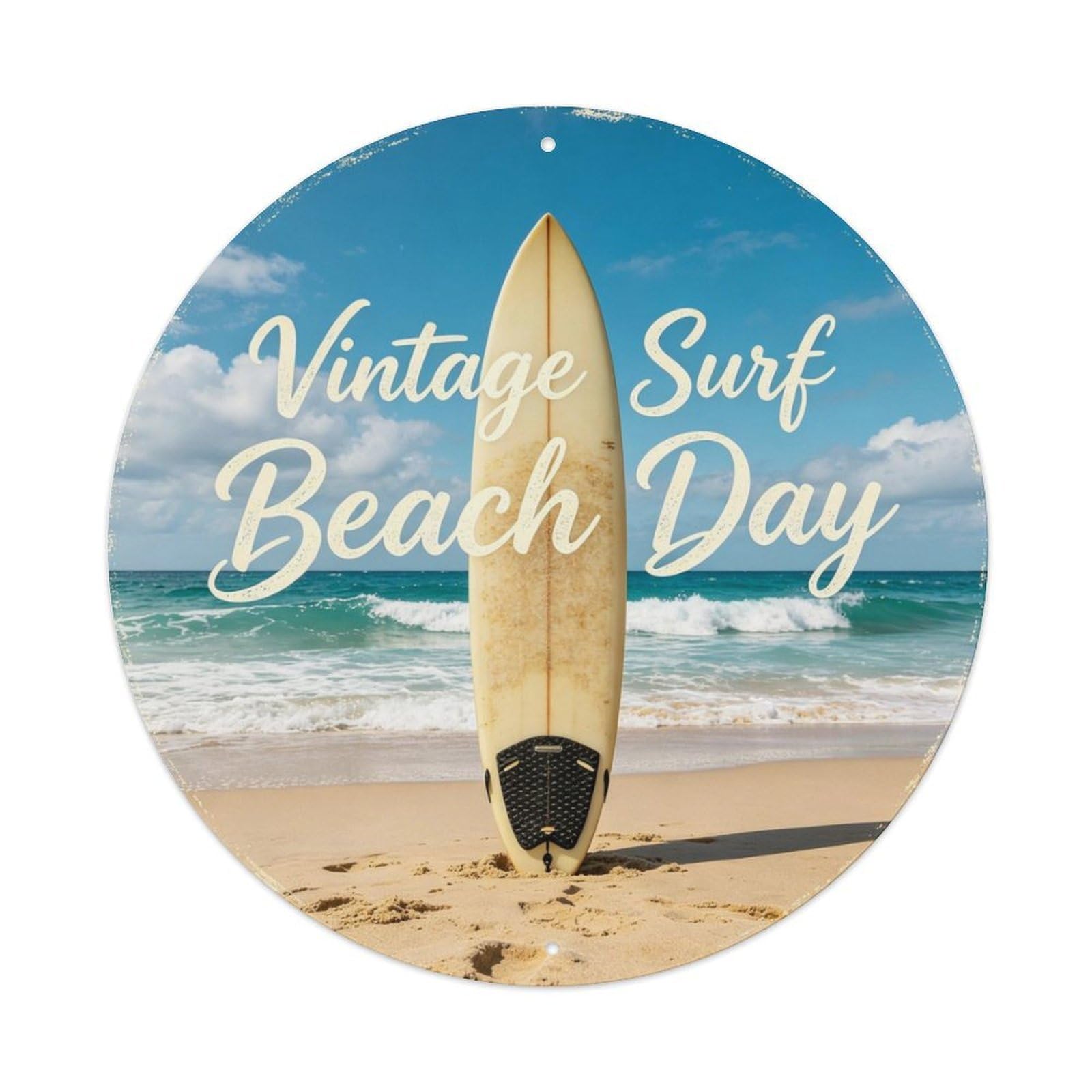 Vintage Surf Beach Day Metal Tin Sign Plaque