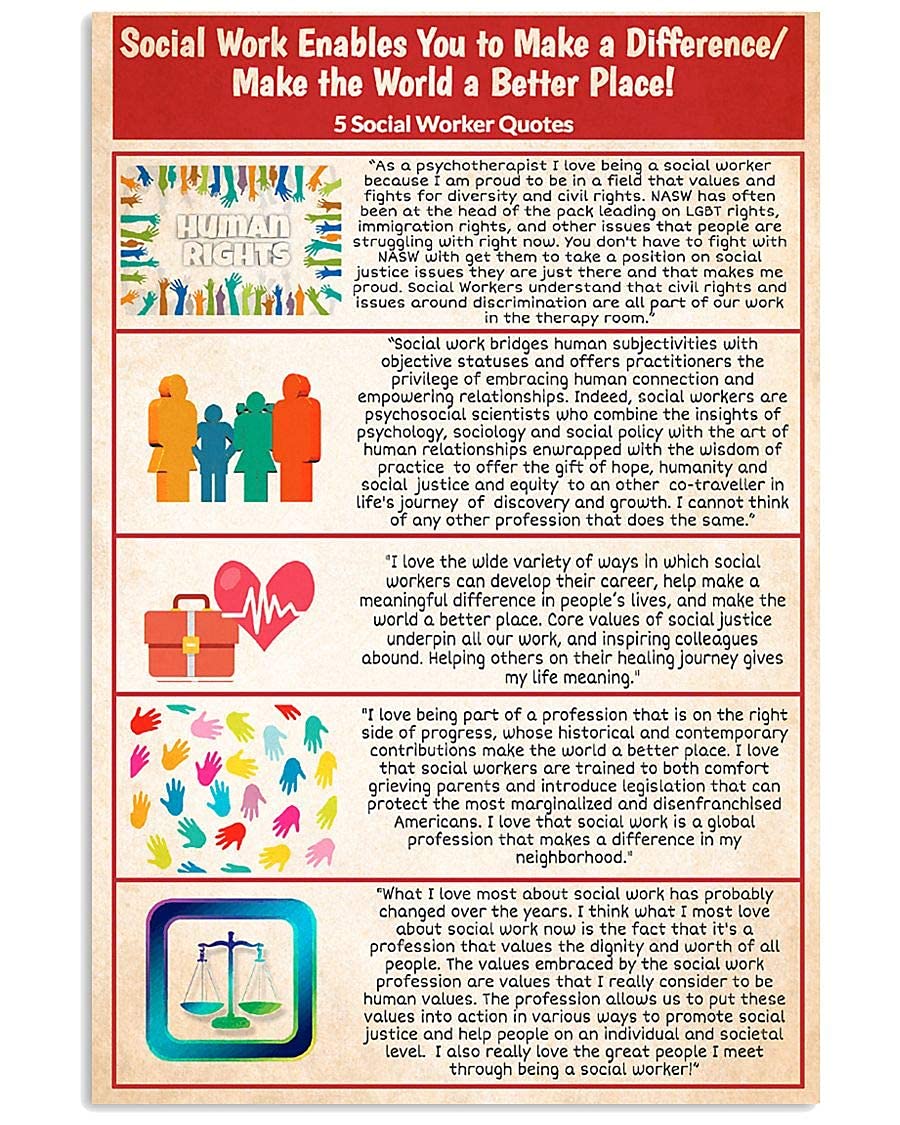 rayprint 5 Social Worker Quotes Wooden Sign Social Work Infographic Plaque Office Hanging Decor Home Room Club Public Spaces Wood Posters 8x12 Inches