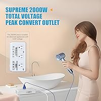 Vista 2 de Convertidor de voltaje de viaje de 220 V a 110 v: Convertidor de voltaje universal internacional Transformador de enchufe de regleta de alimentación