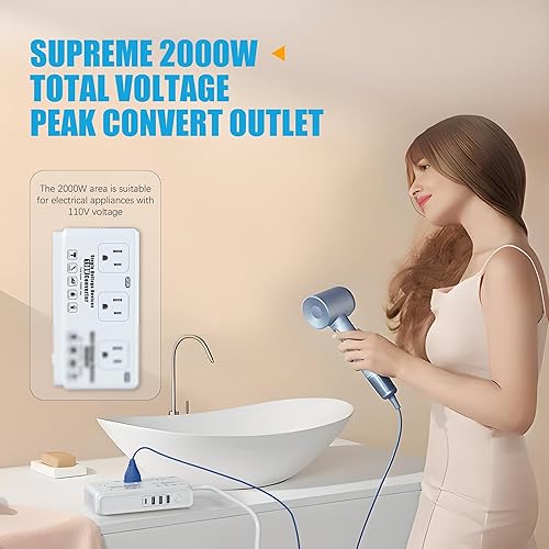 Miniatura 2 de Convertidor de voltaje de viaje de 220 V a 110 v Convertidor de voltaje universal internacional Transformador de enchufe de regleta de alimentación