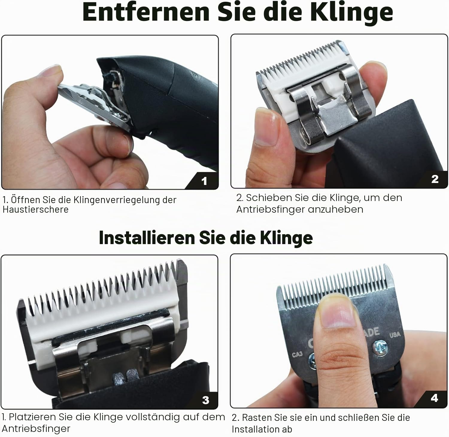 Ersatzklingen für Hundepflege, kompatibel mit Andis,Oster A5,Wahl, Heiniger,Moser Max 50 Haustierhaarschneider 3FC Klinge (13mm),Silber-3 stück