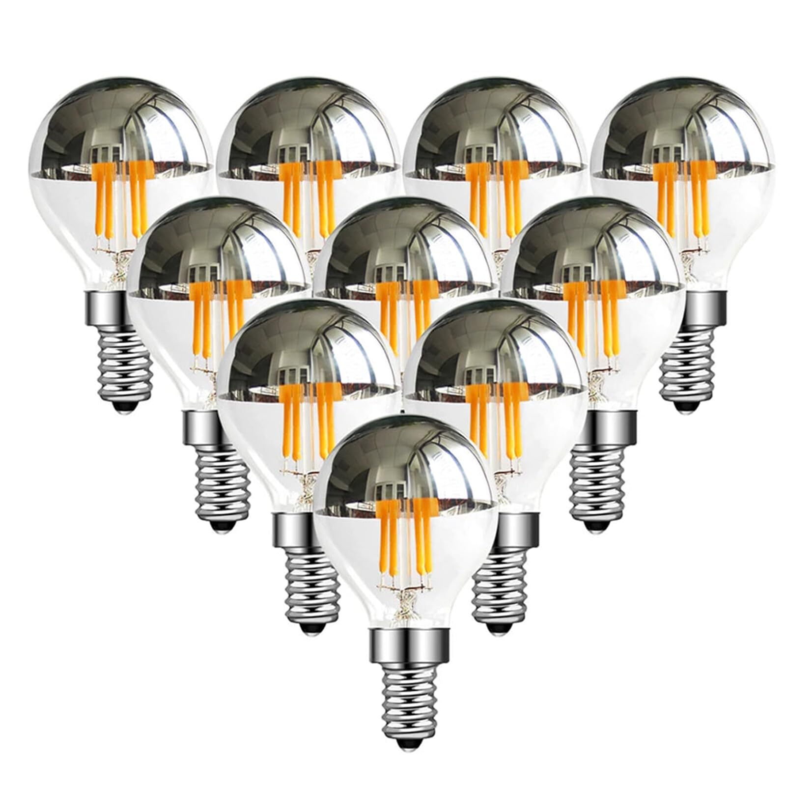 Bombilla LED G45 E14 con forma de globo espejo plateado 4 W retro filamento LED E12 110V E27 blanco cálido 2700 K regulable iluminación decorativa (E27 220V)