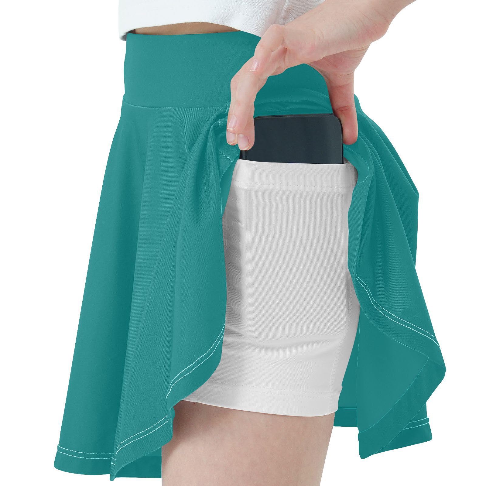 Teal Girls Skirts with Built in Shorts Flowy Pleated Skirt Kids with Pockets Little Girls Golf Skirt
