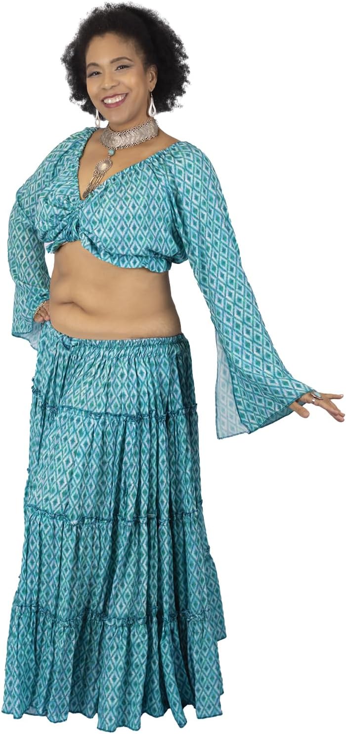 Miss Belly Dance 25 Yard Patterned Skirt for Women, Festival, Folklore, Tribal Fusion, ATS Wear