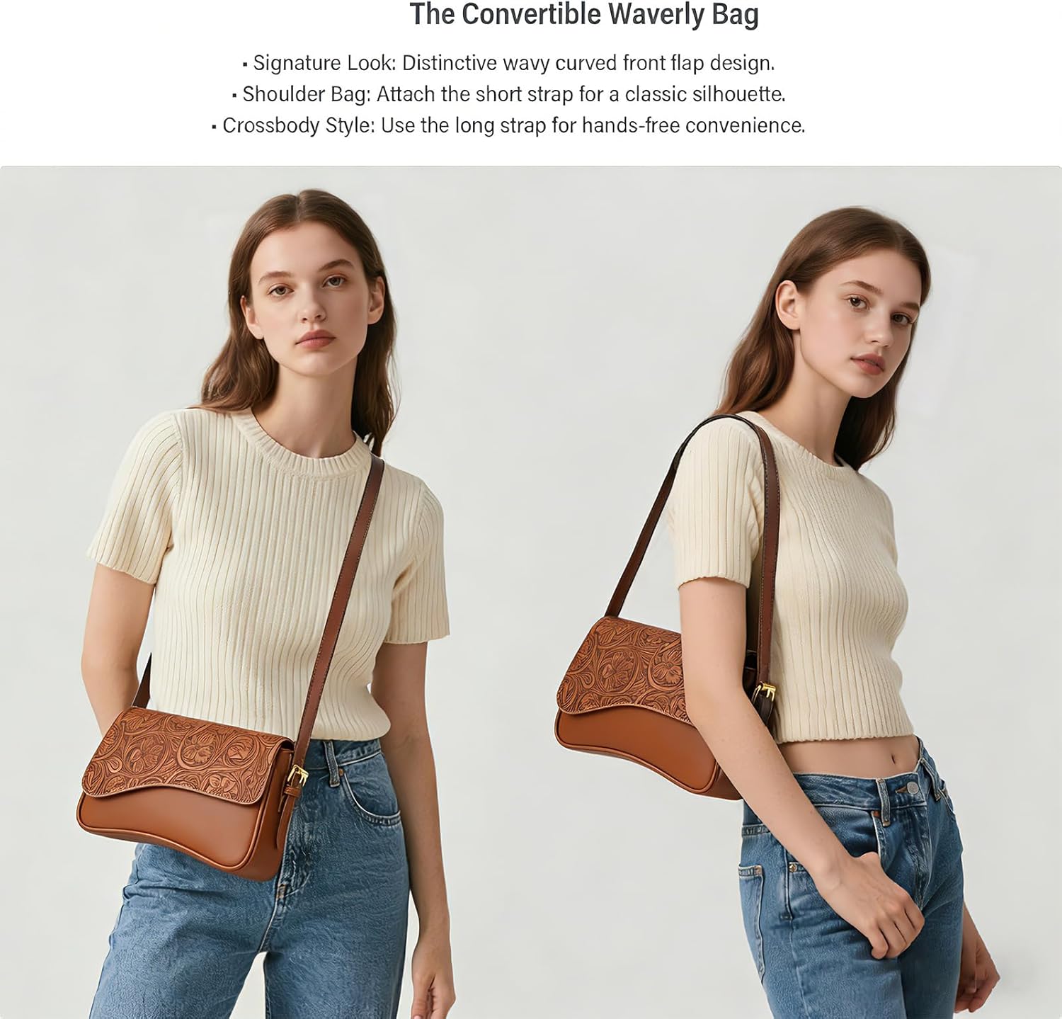 Amszke Shoulder Bag for Women Y2K Crossbody Purse PU Leather Underarm Handbag 2 Adjustable Strap for Daily Commute Travel