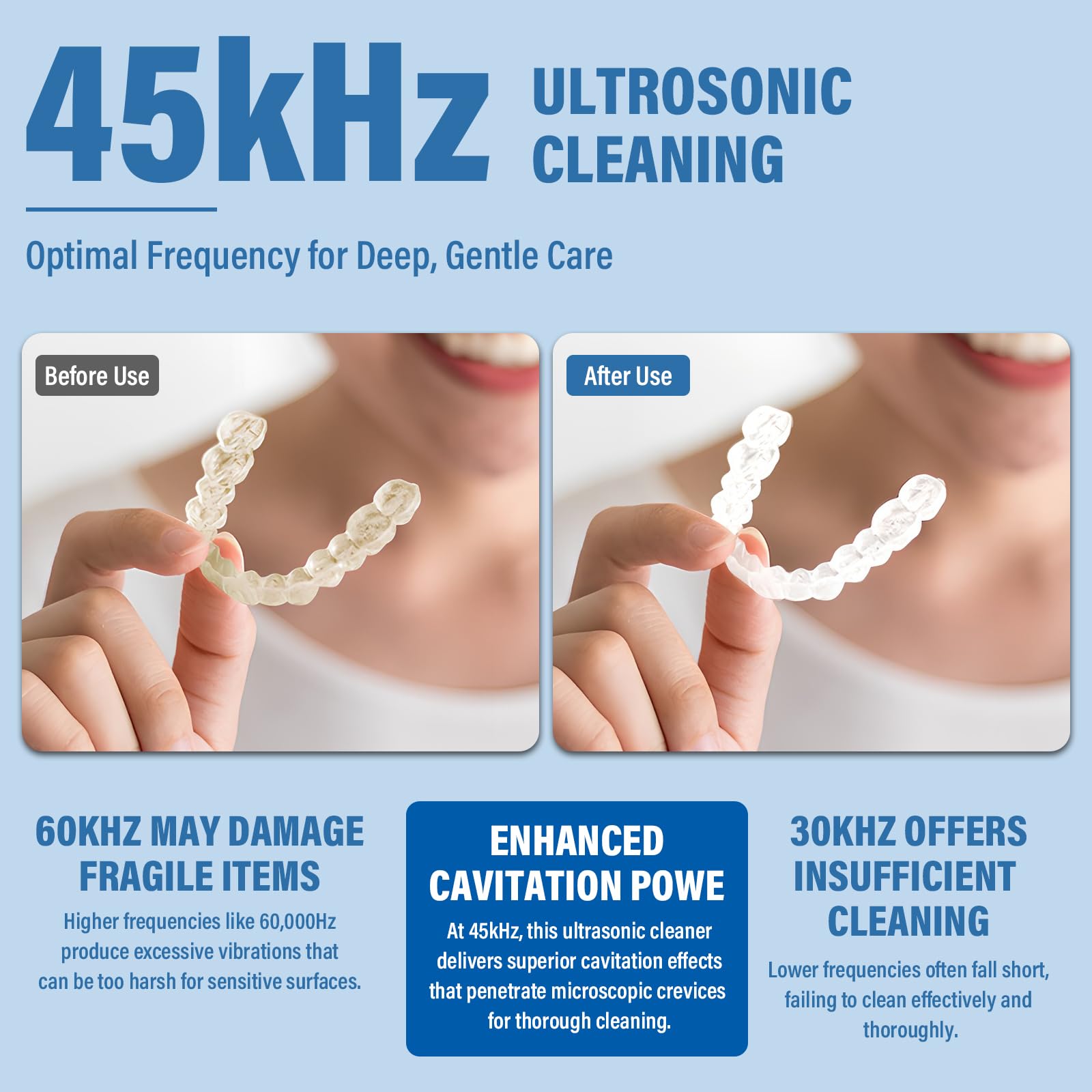 Ultrasonic Retainer Cleaner ultradźwiękowe urządzenie do czyszczenia zębów 45 kHz z promieniowaniem UV 25 W, ultradźwiękowe urządzenie do czyszczenia szyn dentystycznych, protez, kolor czarny