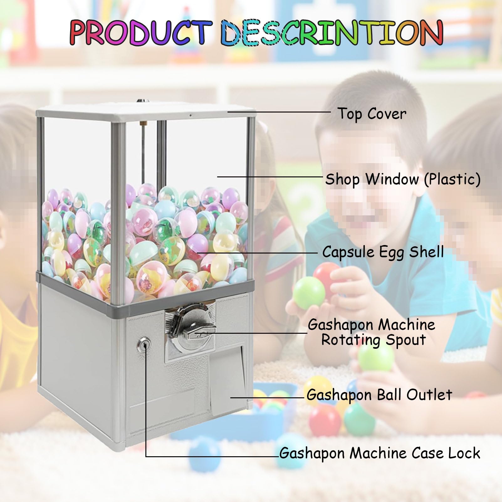 Distributore automatico di giocattoli, distributore automatico di capsule con serrature, include 100 palline vuote per negozi di giochi domestici e punti vendita, perfetto per l'intrattenimento