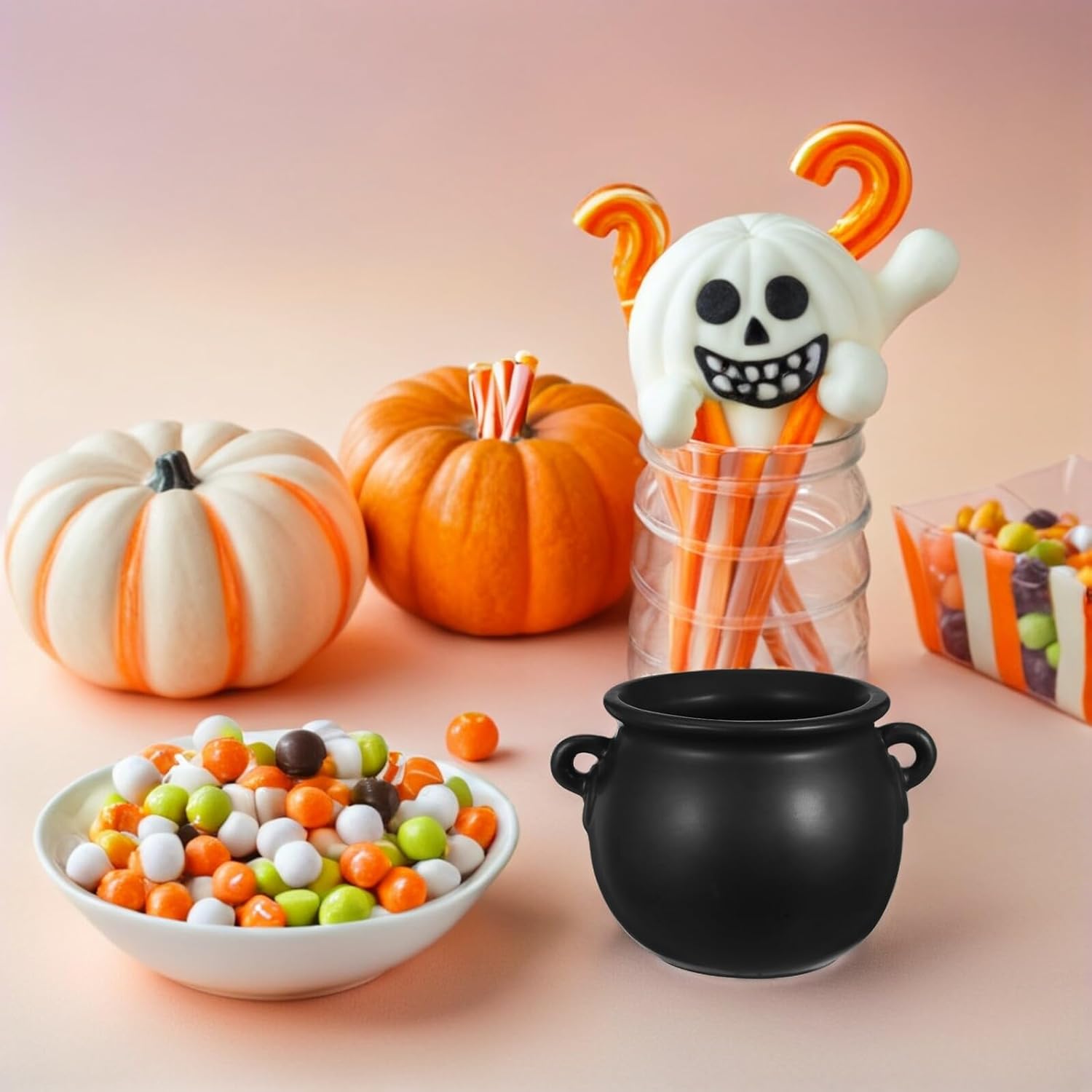 Halloween Ceramic Witch Cauldron Candy Bowl Snack Dish Halloween Party Serving Bowl Dessert Plate Candy Server for Seasonal Home Decor