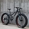 Men's Mountain Bike 26 Full Suspension Mountain Bike Bicycle, Fat Tire Bike, Soft Tail Carbon Steel Frame, Double Disc Brake, Beach Snow All Terrain MTB