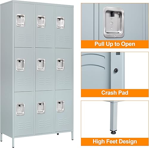 Vista 178 de Taquillas de metal para empleados, armario de almacenamiento de acero con 5 puertas para el hogar, oficina, escuela, gimnasio (blanco)