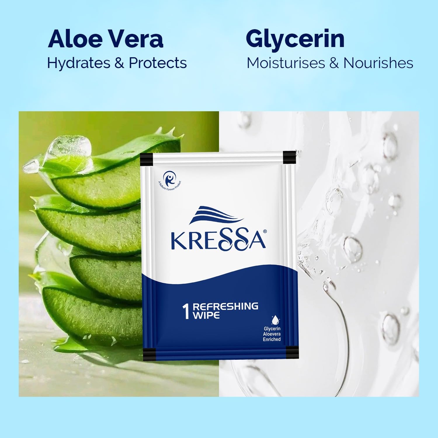 Kressa Refreshing and Cleansing Wet Wipes | PH Balanced | 1 X 50 pouch (50), Multicolour 3