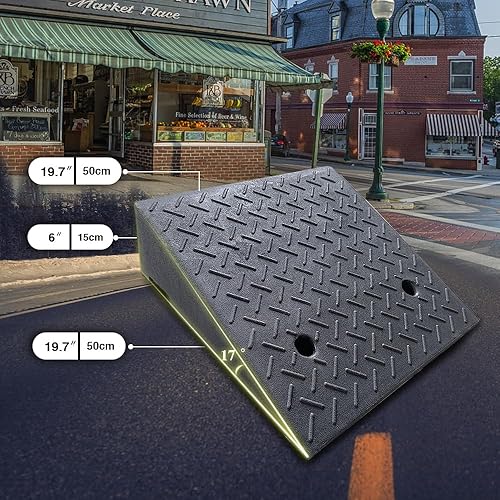 Miniatura 2 de Paquete de 2 bordillos de entrada para rampas, cobertizo de goma portátil resistente, adecuado para automóviles, bicicletas, motocicletas, sillas de