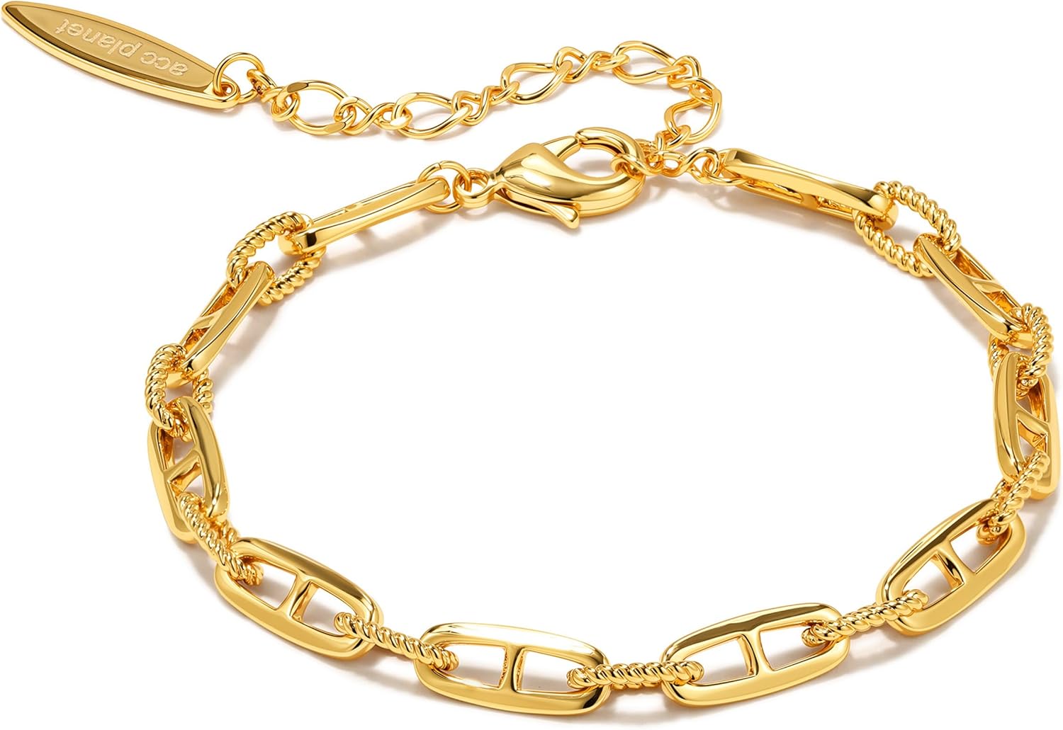 Gold Cuban Link Chain Bracelets for Women, 18K Gold Plated Marina Link Bracelet Stackable Minimalist Cute Trendy Gold Bracelets for Women Jewelry Gifts