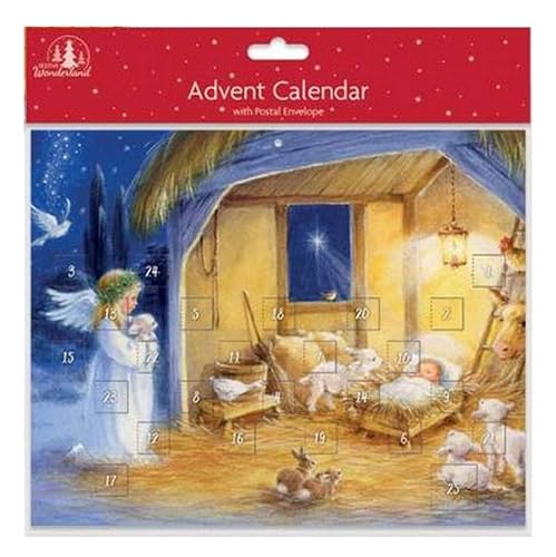 Calendario de Adviento tradicional de Navidad con diseño festivo sobre (escena estable)
