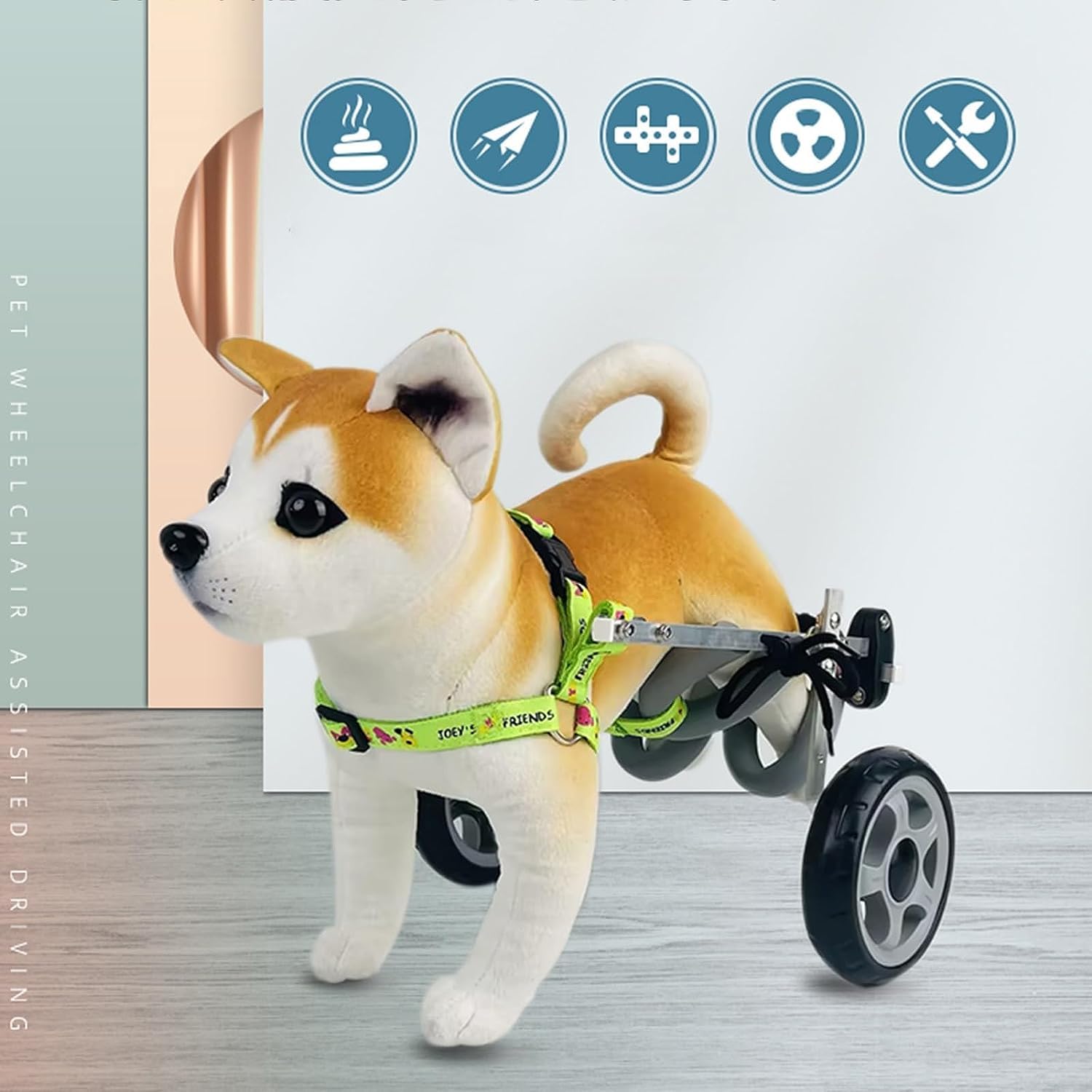 犬用車いす アルミ製 足跡模様 犬用歩行器 ペット車椅子 犬用車椅子