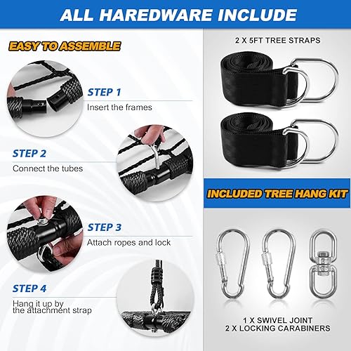 Miniatura 5 de Odoland Columpio de plataforma de telaraña, columpio de red para platillo al aire libre, Oxford 900D para niños y adultos, columpio redondo para