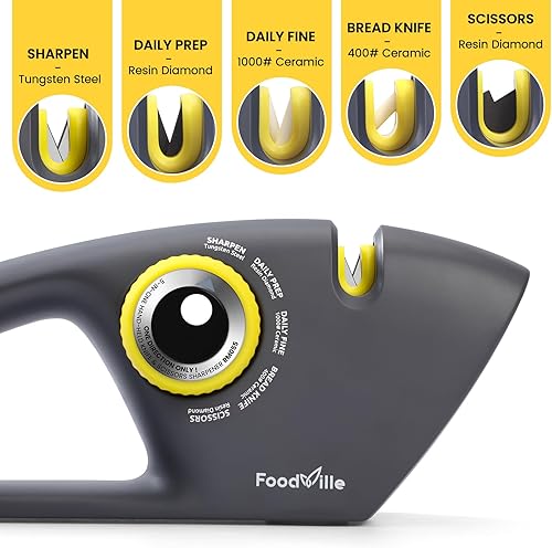 Miniatura 4 de Afilador de cuchillos 5 en 1 con 5 etapas, incluyendo tungsteno, diamante, cerámica para tijeras y todo tipo de cuchillos de cocina con cuchillas