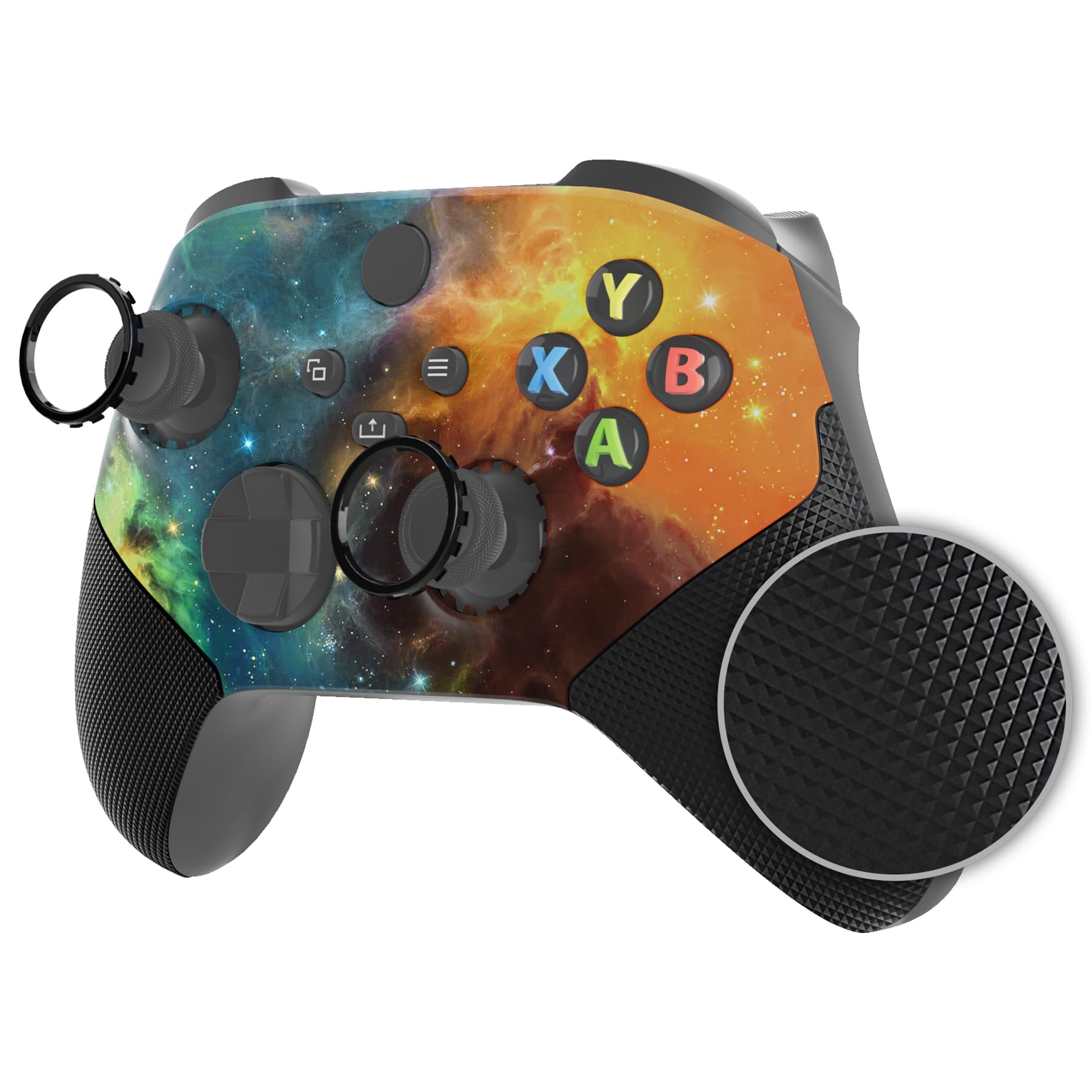 eXtremeRate ASR Version Redesigned Shell for Xbox Core Wireless Controller - Performance Rubberized Grip, Anti Sticks Rubbing Ring - Custom Faceplate for Xbox Series X &amp; S - Orange Star Universe