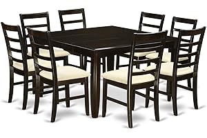East West Furniture PARF9-CAP-C 8 Seat Square Cappuccino 9-Piece Dining Set