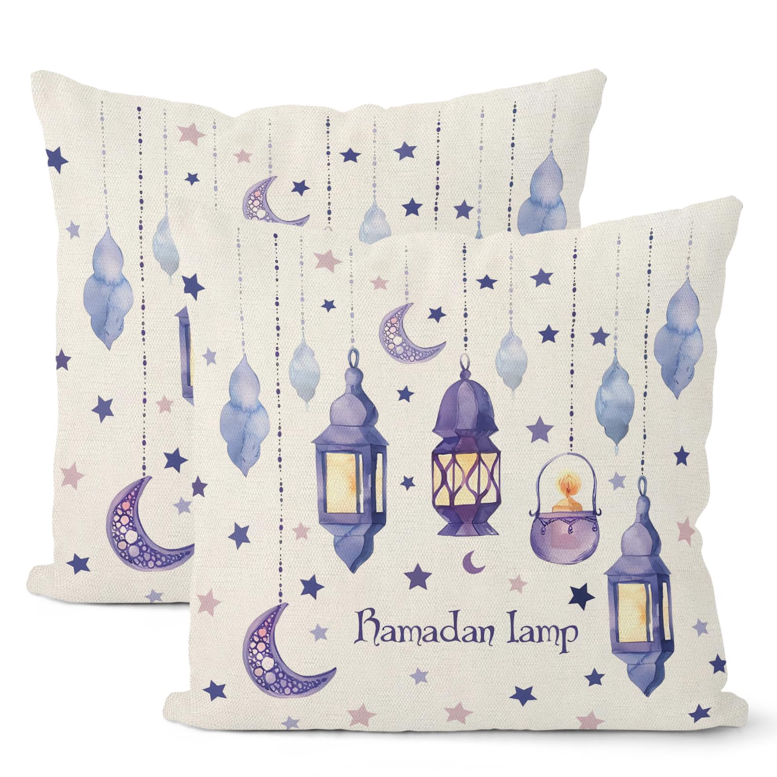 GIOPAMGO Ramadan Pillow Covers 18x18 Set Of 2 - Linen Mosque Lantern Decor - View #13