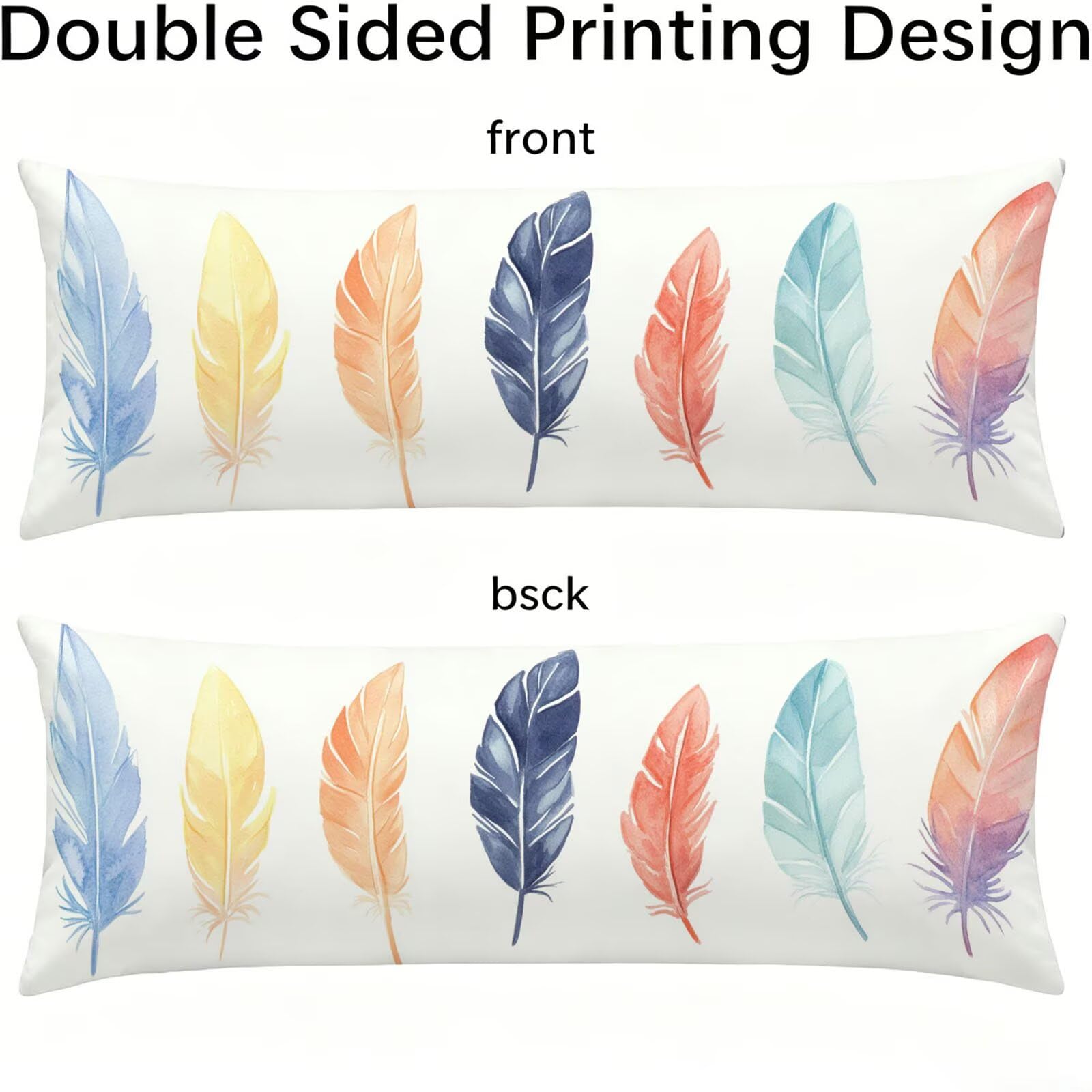 Funda de Almohada 60 x 180 cm Plano Protector Almohada 180 cm con Cremallera Invisible, Lino Durable y Transpirable Pillow Case Largas Simple Impresión a Doble Cara para Cama, Sofá y Dormitorio dg-216