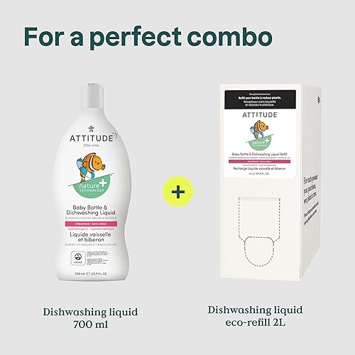Miniatura 6 de Bundle of ATTITUDE - Jabón para platos para bebé, líquido para platos a base de plantas, extra suave para pieles sensibles, resistente a los