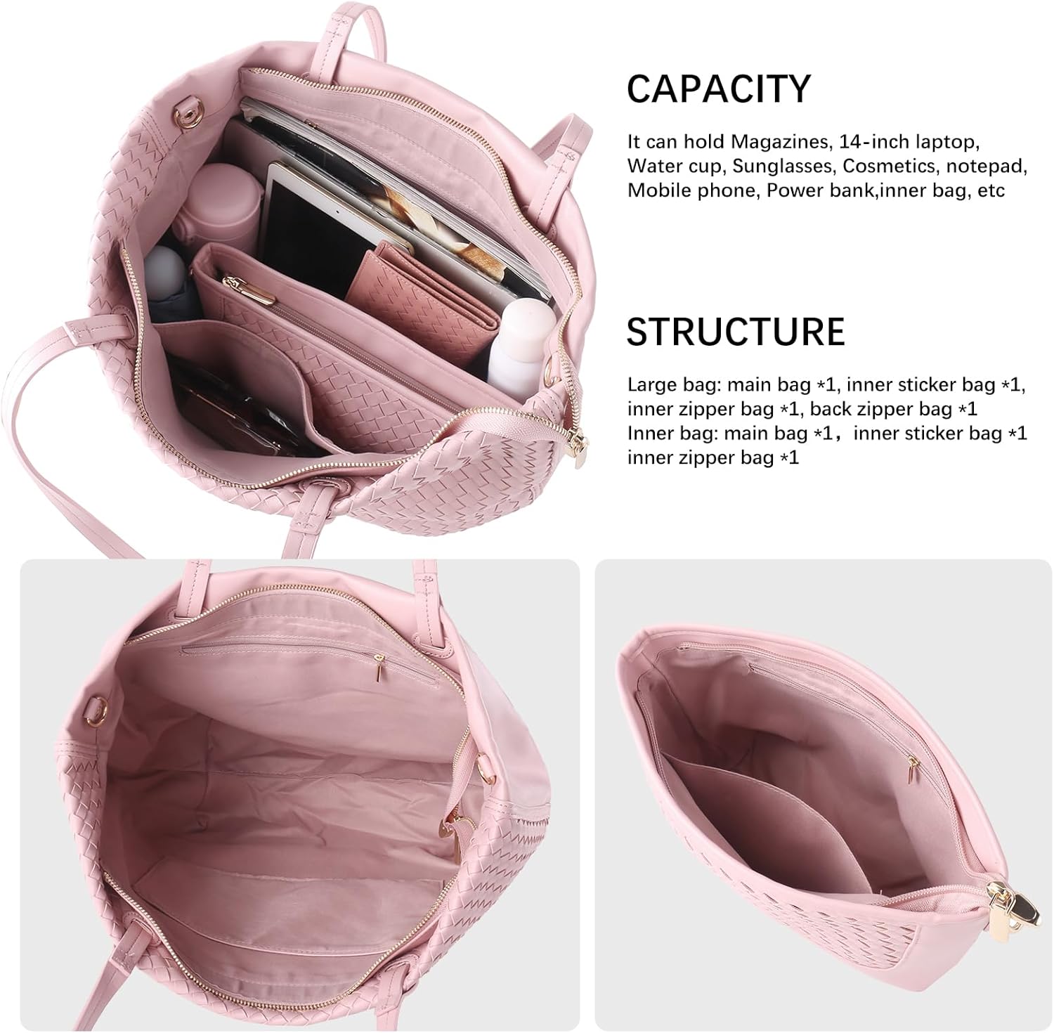 Woven Tote Bag Womens Purse Vegan Leather Shoulder Handbags Fashion Summer Beach Totes Bags