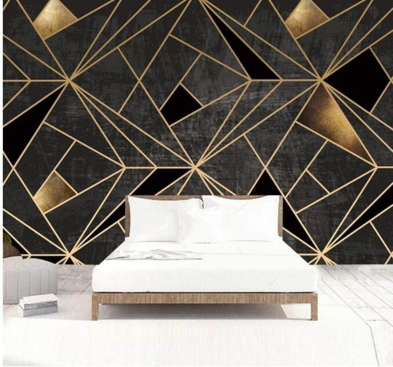 XLMING Black Creative Abstract Geometric Pattern 3D Wallpaper Luxury Silk Study Dining Feature Sofa Grey Bedroom Living Room Tv Decorative Wall-400cm×280cm