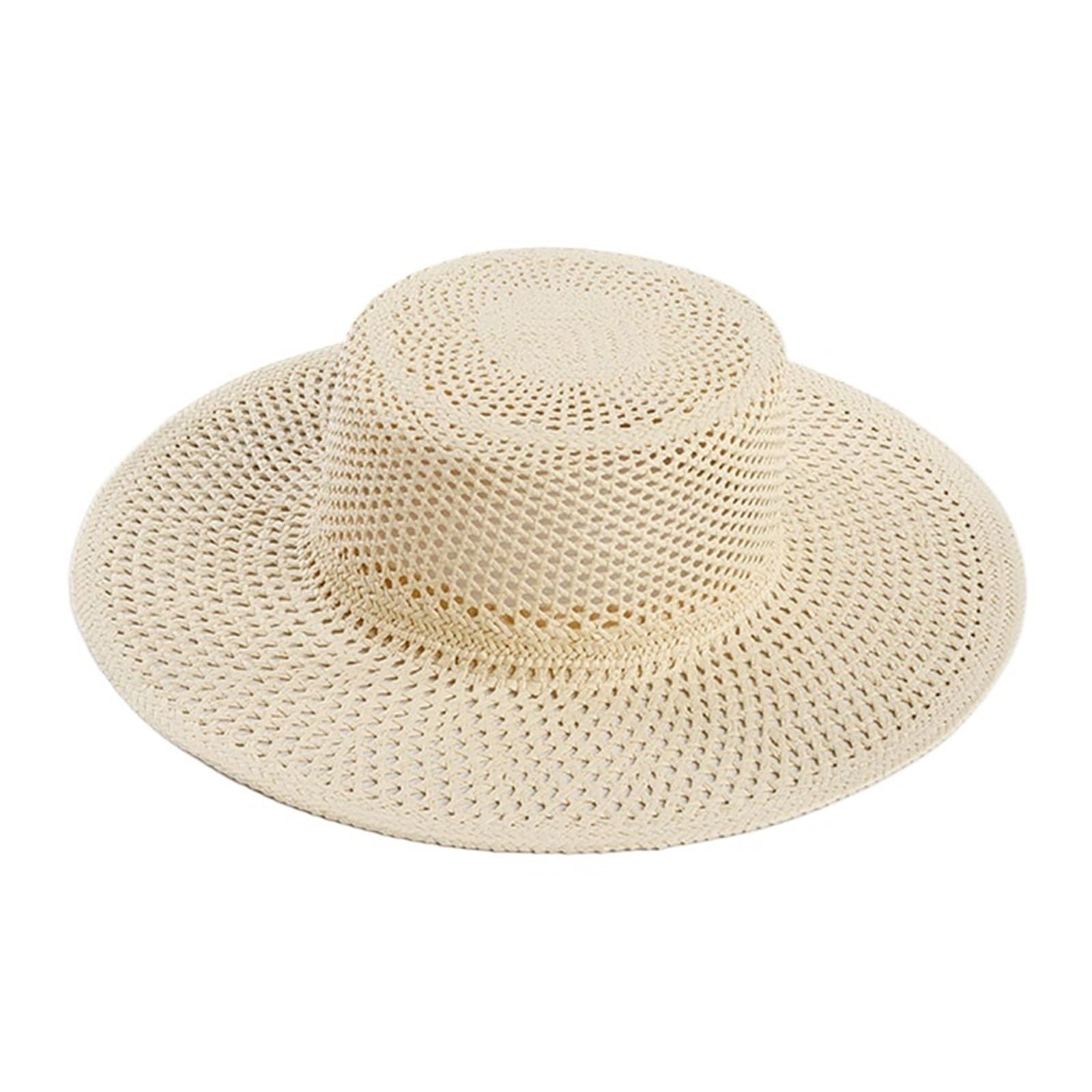 Tendenza Casual in Paglia di Carta a Tesa Larga Intrecciata a Mano per Protezione Solare da Spiaggia all'aperto