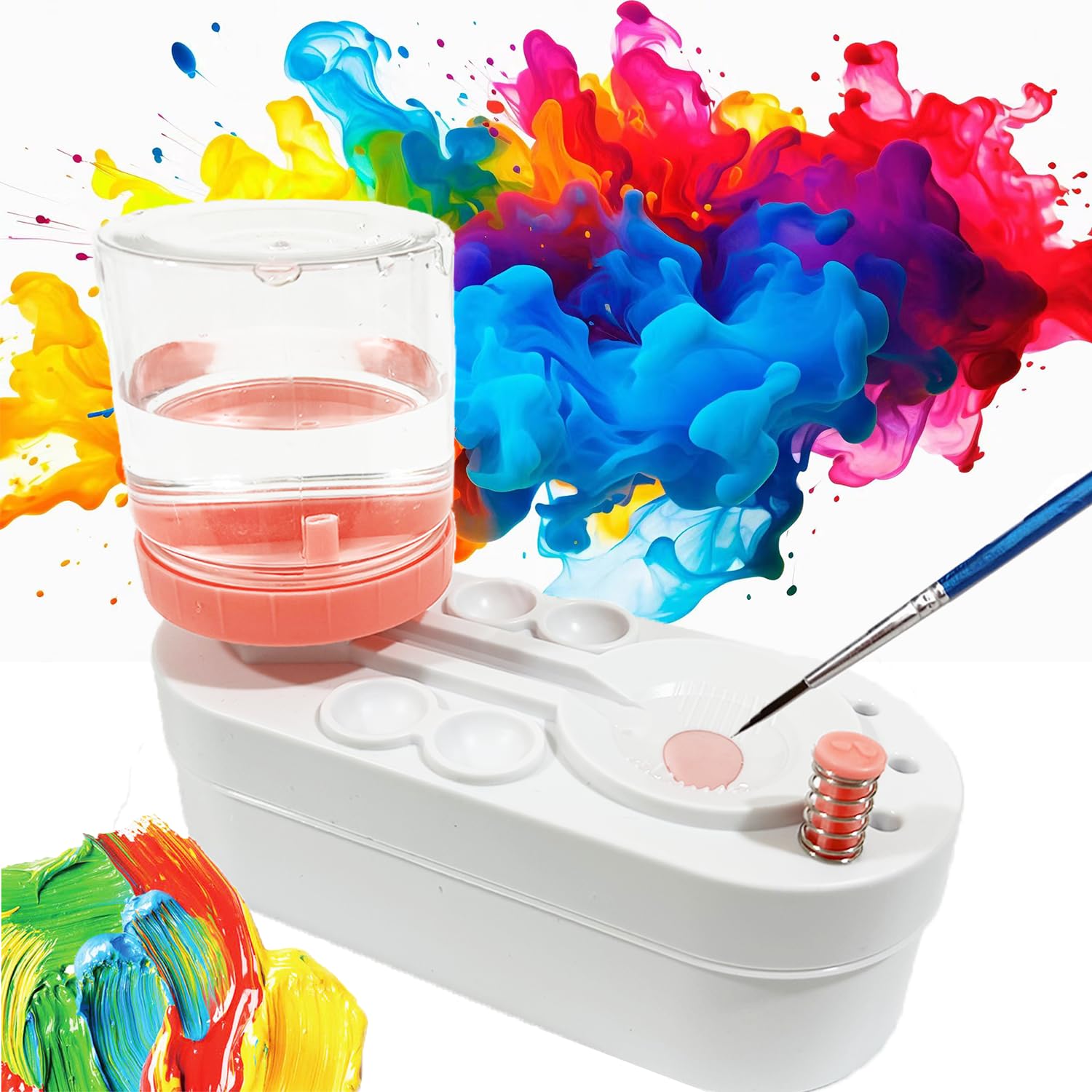 2025 Upgraded Paint Brush Cleaner Brush Rinser Water Circulation(Pre Assembled), Watercolor/Oil and Water-Based Paint Brush Cleaner Tool, Gift for Adults Artist Beginners