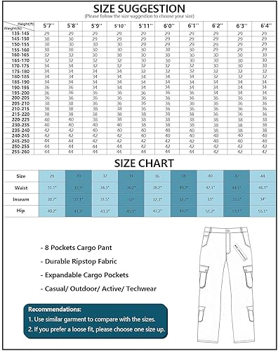 Miniatura 3 de AKARMY - Pantalones cargo informales para hombre, pantalones militares de camuflaje, pantalones de combate y trabajo con 8 bolsillos (sin cinturón)