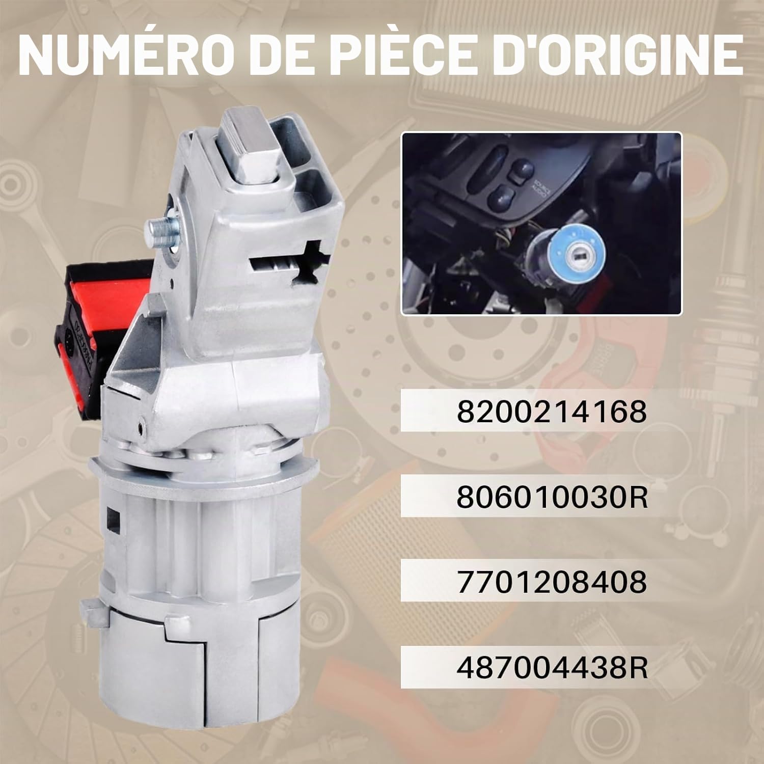 8200214168 Interrupteur de démarrage du contacteur d'allumage avec clés, remplacement pour Dokker Logan Mk2 Clio Mk3 Kangoo Master Sandero Chassis 806010030R 7701208408