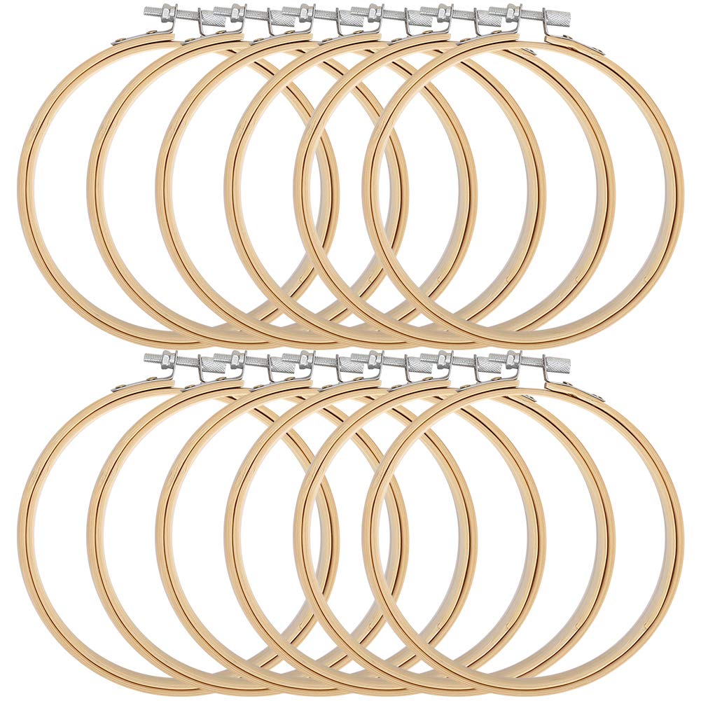 12 Stück 13 cm Runder Stickrahmen, Stickrahmen Bambus Kreis Kreuzstich Hoop Ring für Stickerei und Kreuzstich