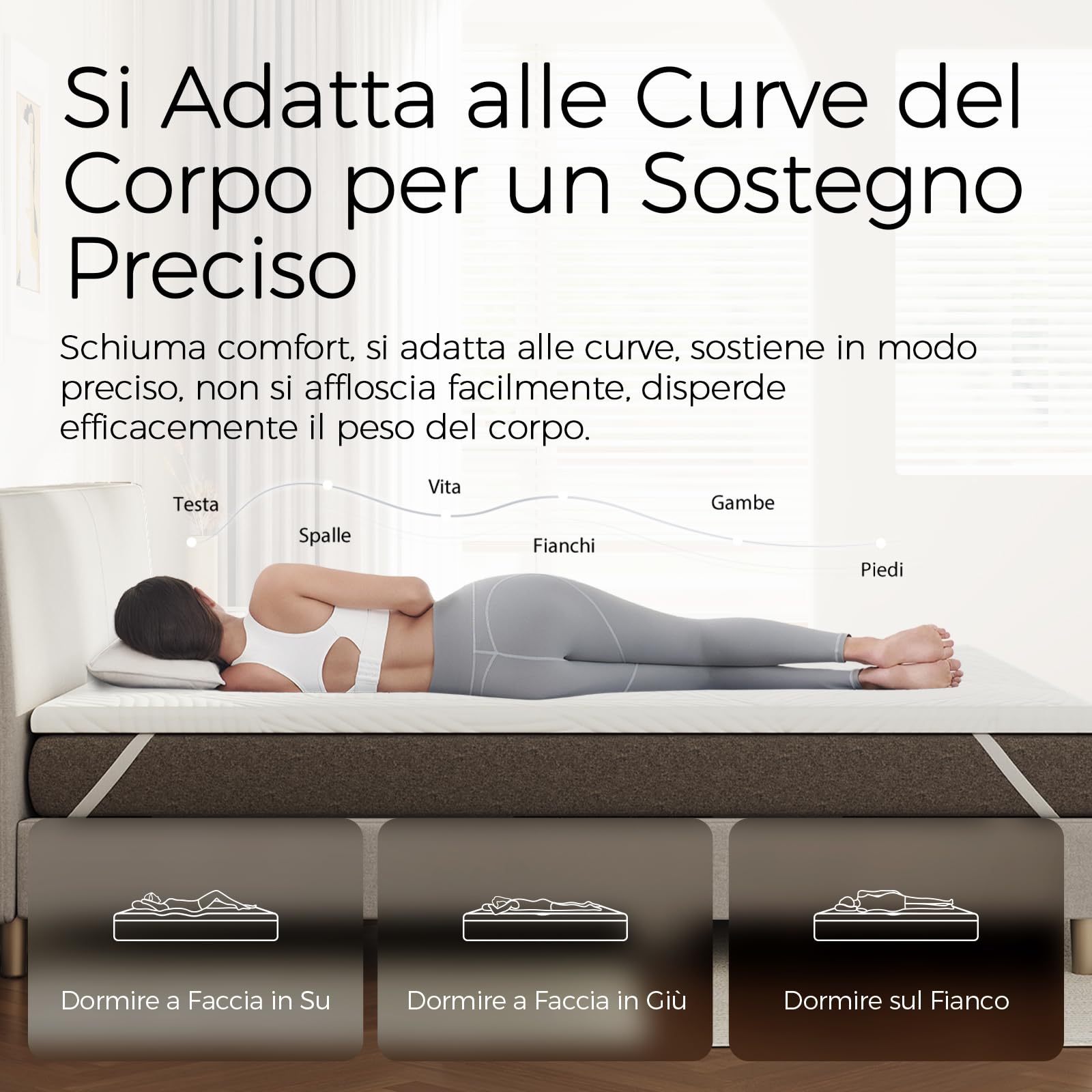 Sweetnight Topper Materasso in Gel 80 x 190 x 5 cm, con Rivestimento Sfoderabile e Lavabile, Coprimaterasso in Memory foam 80 x 190 x 5 cm, con Cinghie Elastiche, Bianco