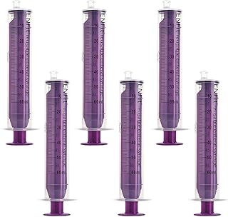 ENFit Reusable Enteral Syringe 60 mL, 6 Pack - Reusable O-Ring gasket Syringe, Individually Sterile Packed, Easy to Clean and Reuse