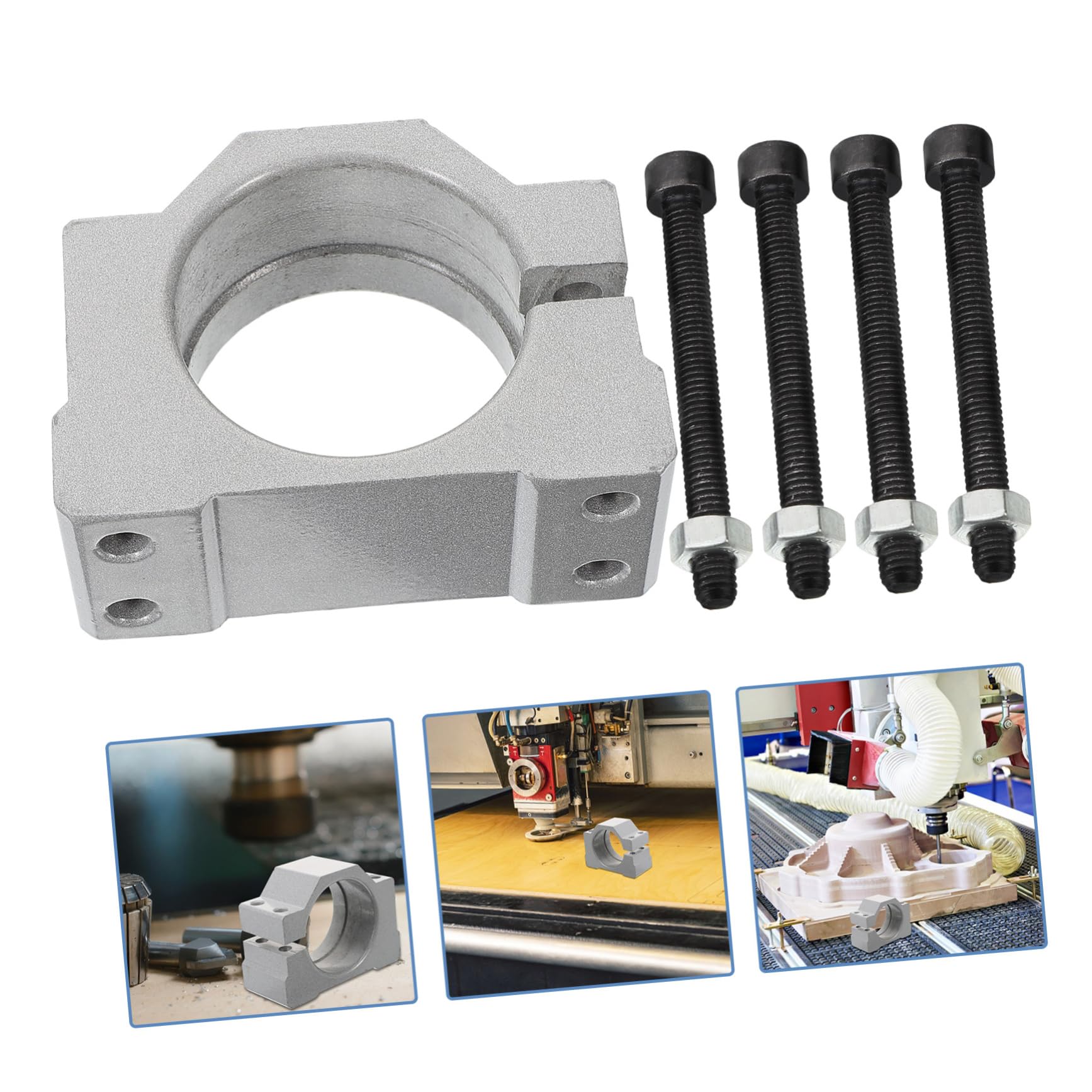 OSALADI Accessory Holder Jig CNC Machine Spindle Bracket Spindle Motor Holding Bracket Spindle Motor Mounting Clamp Bracket Spindle Motor Mounting Hardware Aluminium Alloy Silver