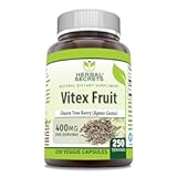 Vitex Fruit 400 mg 250 Veggie Capsules Supplement | Non-GMO | Gluten Free | Made in USA
