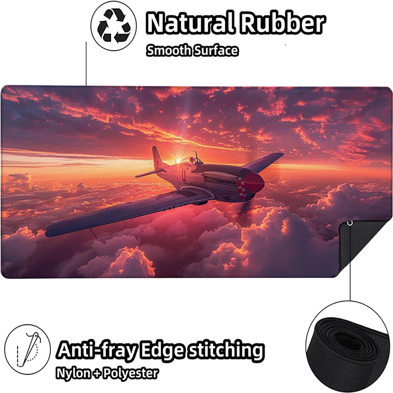 Tappetino Mouse XXL 1200x600x3mm, Tappetino mouse Rosa, Gaming Mouse Pad Migliora Precisione e Velocità, Mousepad con Base in Gomma Antiscivolo, Accessori Scrivania e Accessori Gaming, Aereo U-3385