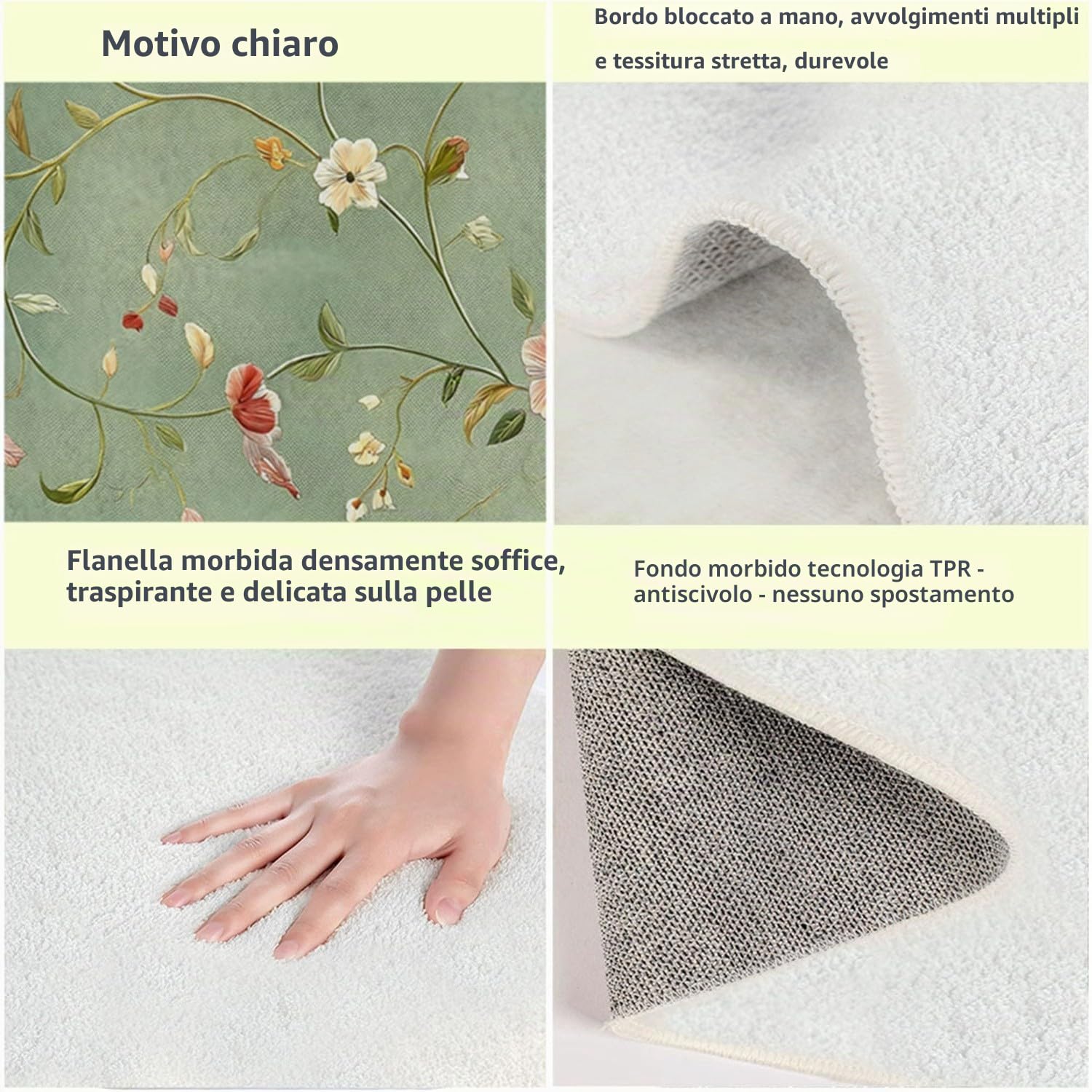 Tappeto Salotto Pelo Corto 80x150cm Elegante Trama Floreale di Vite Moderni Tappeto Camera da Letto Lavabile, Verde Salvia Tappeti Grandi Morbido Antiscivolo e Resistente All'usura