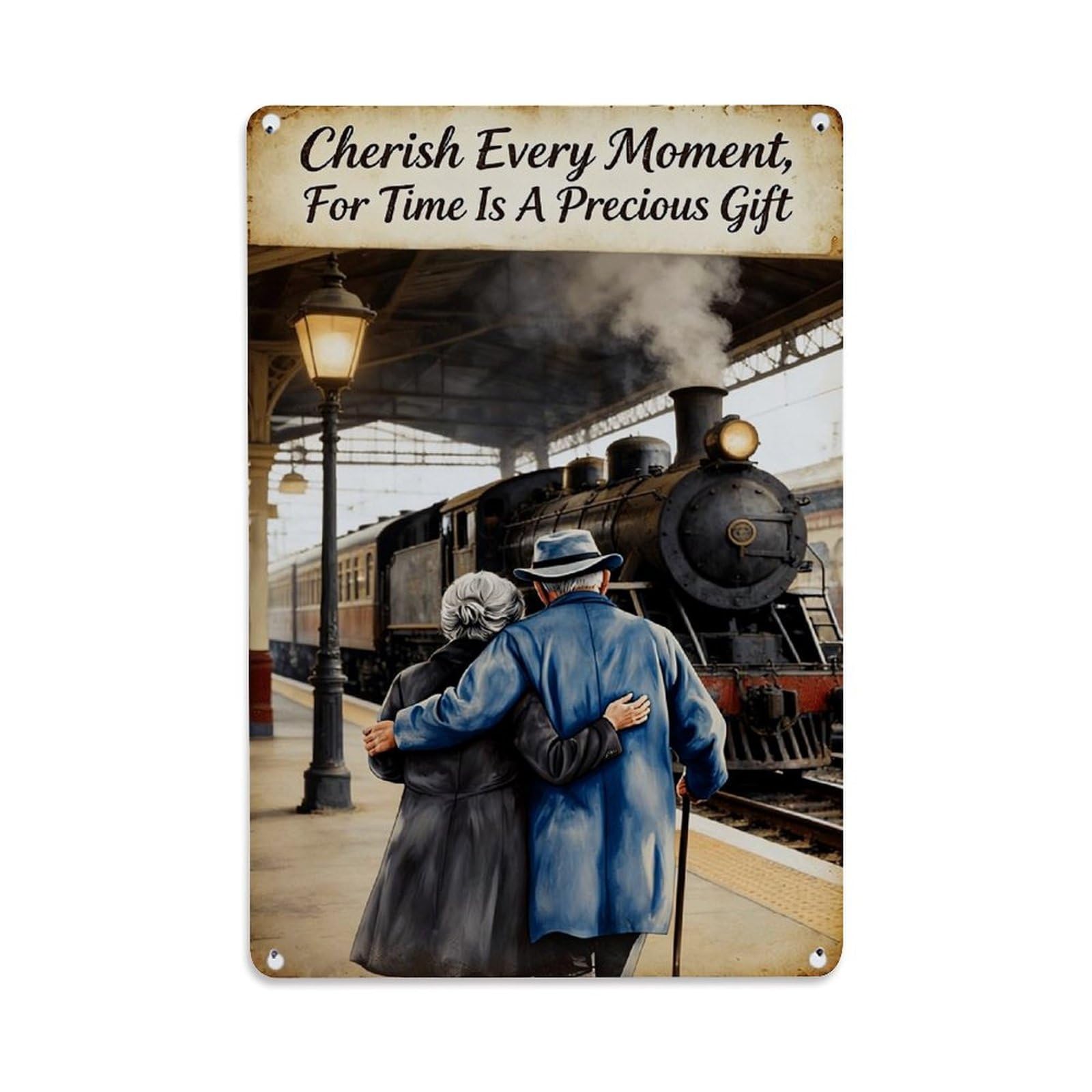 Jdfenggu Vintage Cherish Every Moment Time Gift Retro Metal Tin Sign, Decor Art Poster For Bar, Home, Man Cave, Kitchen, Laundry Room Gift 8X12inch