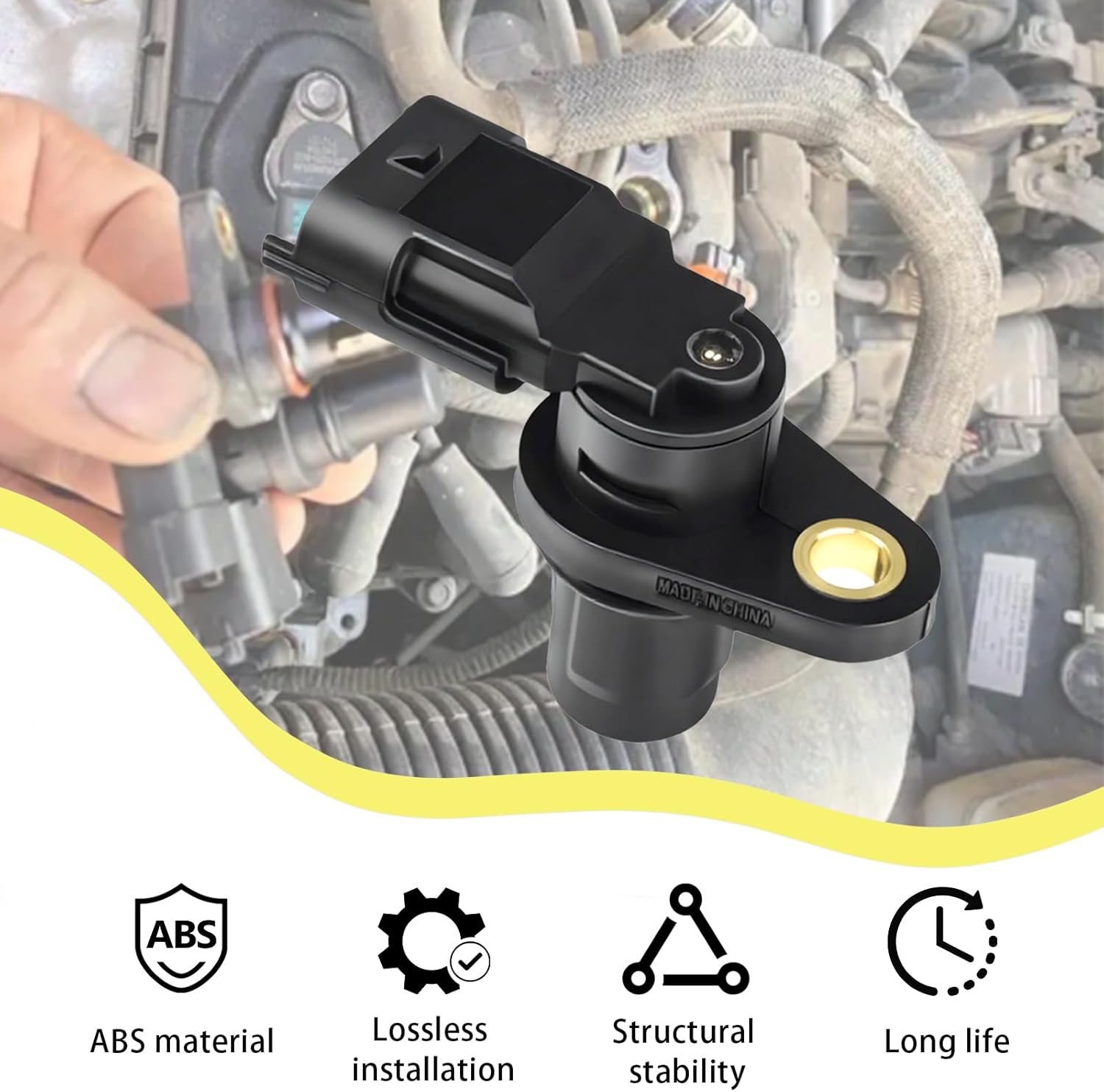 Camshaft Position Sensor, Car Engine Camshaft Position Sensor with Sealing Ring, Automotive Original Accessories for EPC Fault Light, Compatible with Chery Ford, Replacement OEM F01R00B003